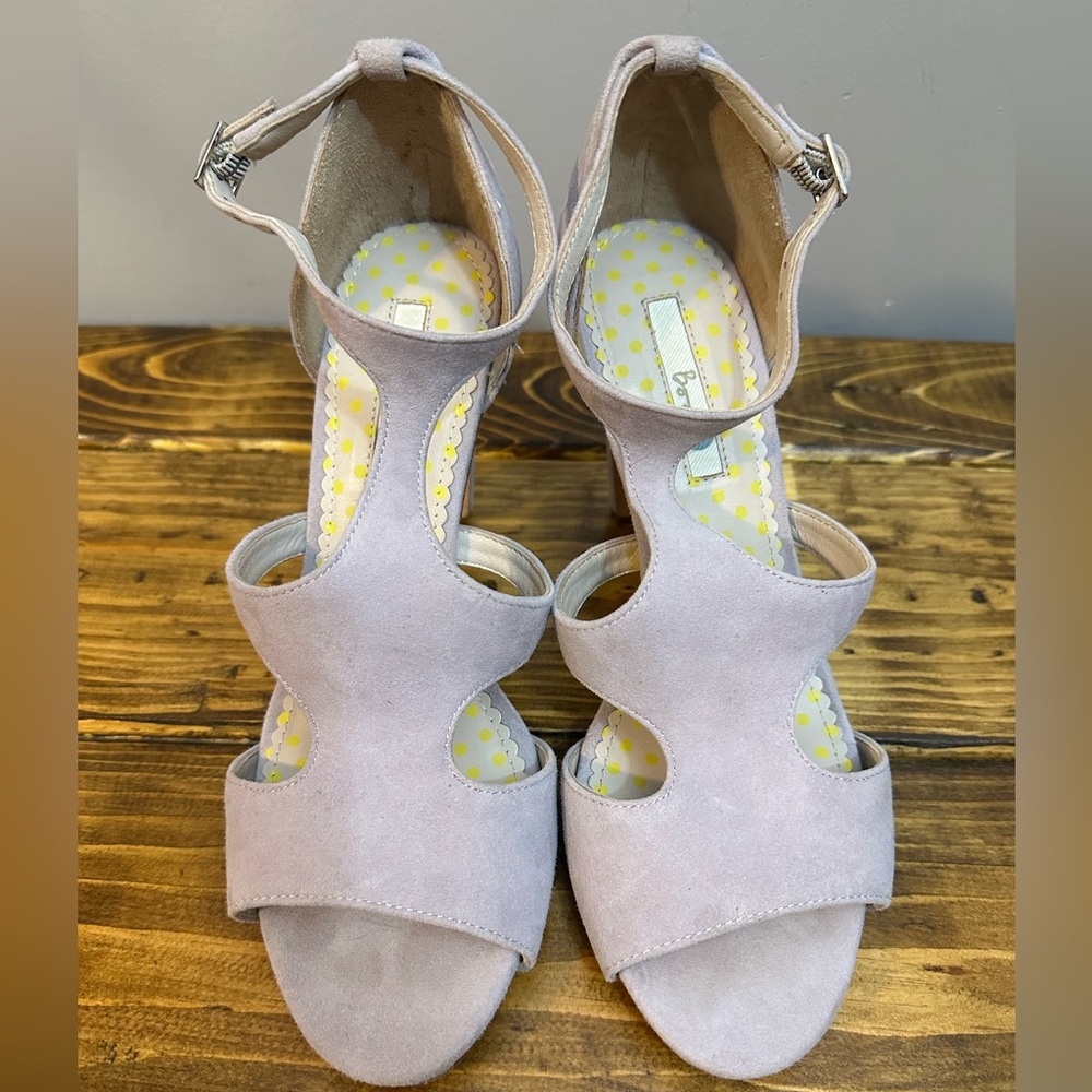 Boden Eva lavender suede leather heeled peep toe cutout shoe EU 39 - Picture 3 of 11